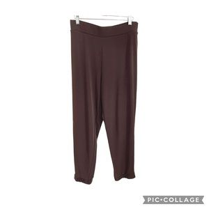 Susan Graver Everyday Pull On Brown Joggers Pockets SZ L